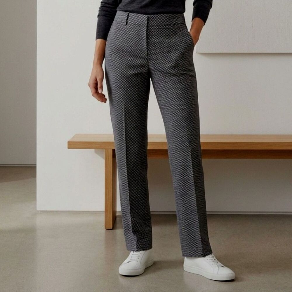 Talbots Black & White Cropped Straight-Leg Dress Pants